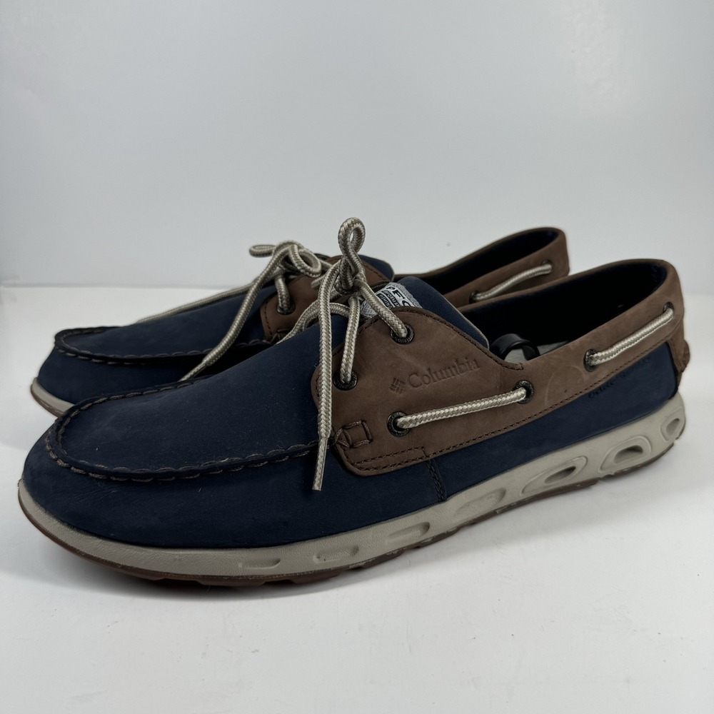 Columbia PFG Bonehead Vent Men's US 14 Navy Blue Leather Boat Shoes BM4438-464